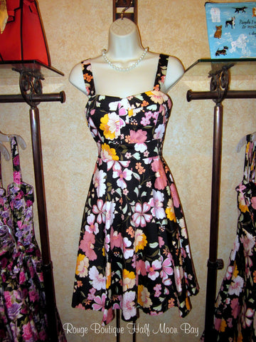 Retro tie-back Floral Hostess dress