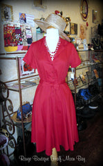 Red button down Hostess Dress