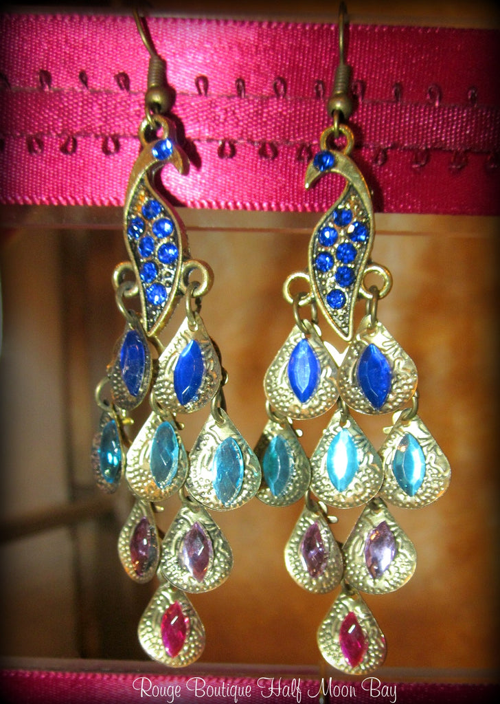 Peacock metal earrings