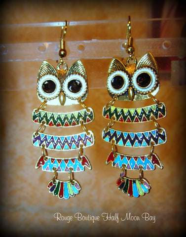 Owl metal earrings