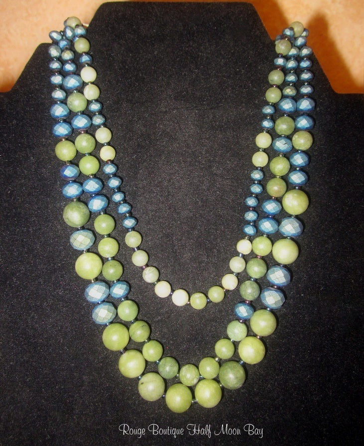 Semi-precious Natural Stone necklace (Taiwan Jade)