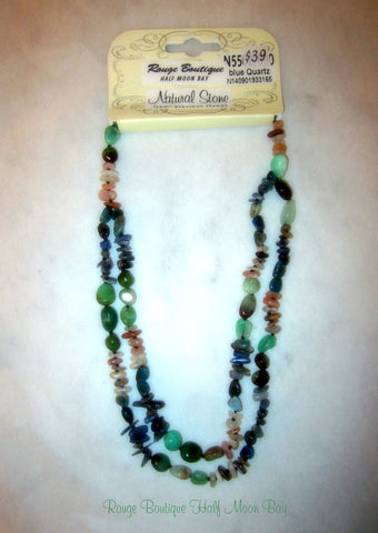 Semi-precious Natural Stone necklace (blue quartz)