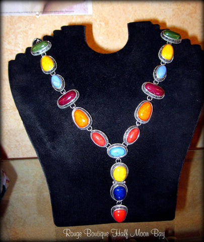 Multi color statement necklace