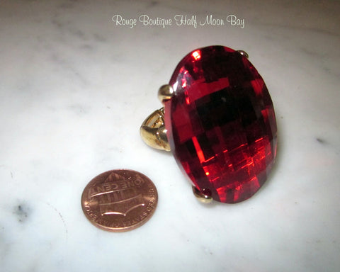Red oval cocktail ring