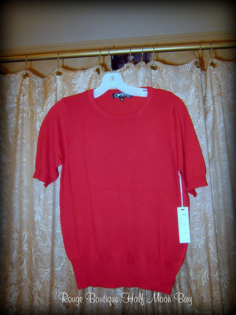 Short sleeve retro sweater (red)