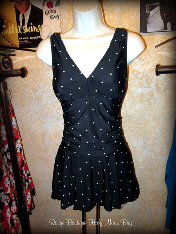 Retro One-piece Polka dot swim dress