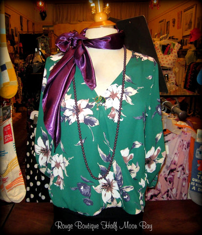 Floral Blouse, 3/4 sleeve