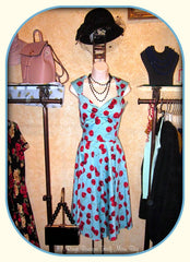 Turquoise Cherry  Hostess Dress