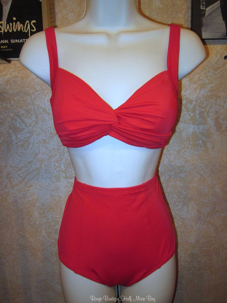 Retro red 2 piece swimsuit