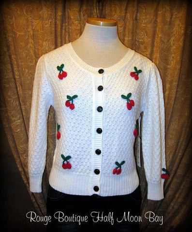 Button down retro cherry sweater