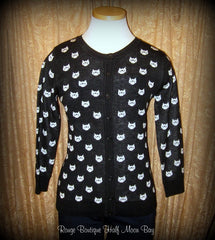 Button down retro kitty sweater