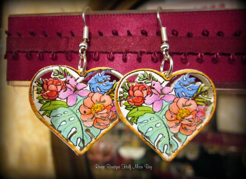 Painted heart earrings