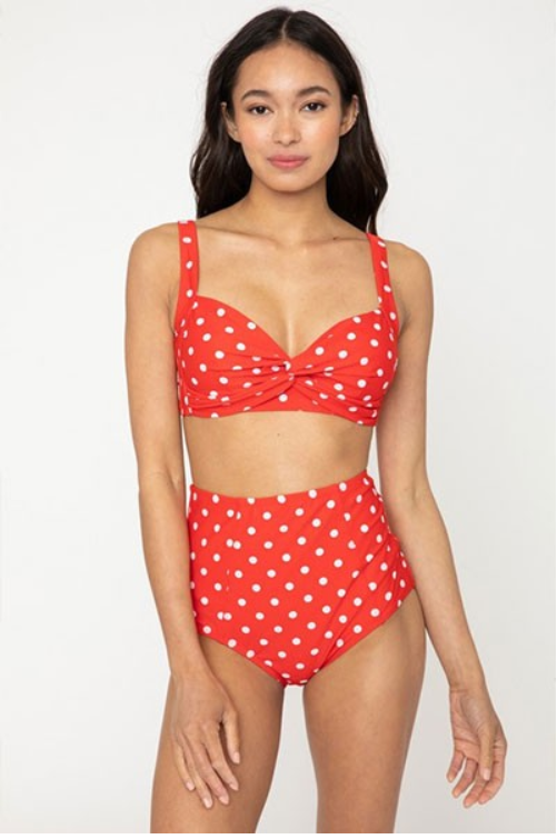 Retro two piece red with white dot swimsuit
